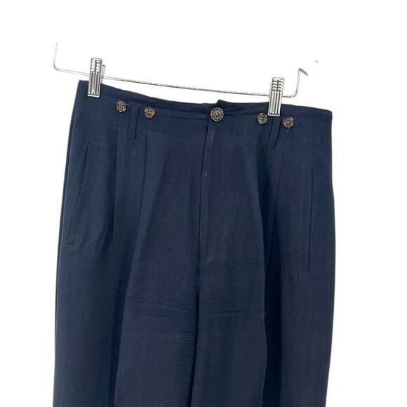 J. Peterman 4 high-waisted navy trousers pants Silk Twill Glamour 27" inseam - Picture 3 of 6